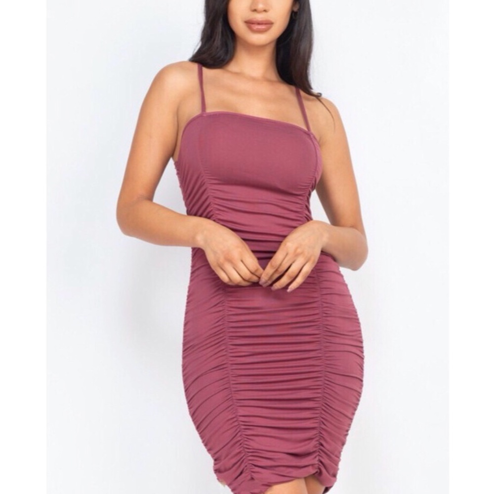 Ruched Spaghetti Strap Dress